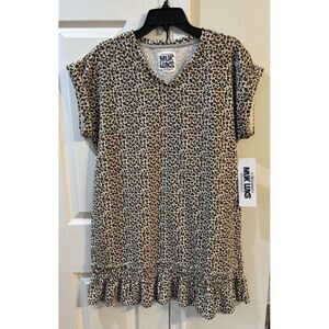 Muk Luks‎ Women's Sz M Short Sleeve Terry Leopard Animal Nightgown Item #A511645